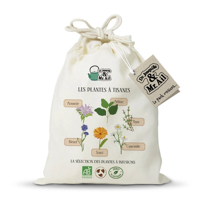 3 Kits de graines bio - Les fleurs pour les abeilles + Les plantes aromatiques + Les plantes à tisane