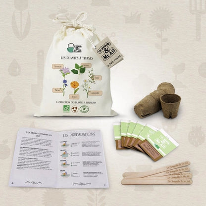 3 Kits de graines bio - Les fleurs pour les abeilles + Les plantes aromatiques + Les plantes à tisane