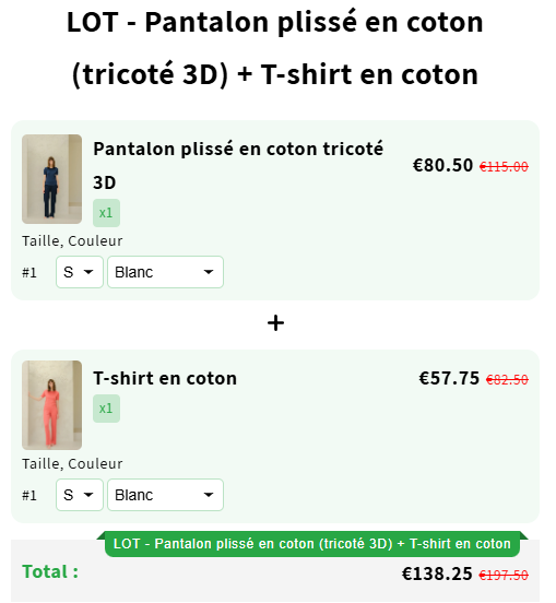 Pantalon plissé en coton tricoté 3D - CLIQUEZ POUR LE LOT DE REDUCTION